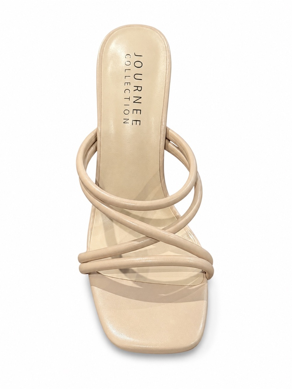 NIB Strappy Nude High Heel Mules